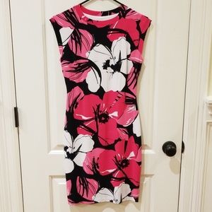 Cache Pink & Black Floral Bodycon Dress